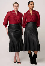 Load image into Gallery viewer, Once Was - Gillian Cotton Silk Smocked Shirt - Ruby
