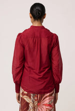 Load image into Gallery viewer, Once Was - Gillian Cotton Silk Smocked Shirt - Ruby
