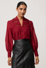 Load image into Gallery viewer, Once Was - Gillian Cotton Silk Smocked Shirt - Ruby
