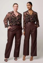 Load image into Gallery viewer, Once Was - Sheer Viscose Blouse with Embellished Neck Detail - Dark Tropique
