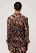 Load image into Gallery viewer, Once Was - Sheer Viscose Blouse with Embellished Neck Detail - Dark Tropique
