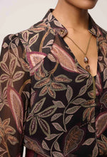 Load image into Gallery viewer, Once Was - Sheer Viscose Blouse with Embellished Neck Detail - Dark Tropique
