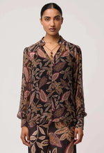 Load image into Gallery viewer, Once Was - Sheer Viscose Blouse with Embellished Neck Detail - Dark Tropique
