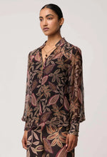 Load image into Gallery viewer, Once Was - Sheer Viscose Blouse with Embellished Neck Detail - Dark Tropique
