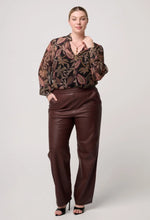 Load image into Gallery viewer, Once Was - Sheer Viscose Blouse with Embellished Neck Detail - Dark Tropique
