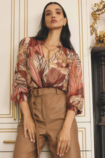 Load image into Gallery viewer, Once Was - Freya Sheer Viscose Blouse With Embellished Neck Detail - Cathedral Botanic
