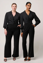 Load image into Gallery viewer, Once Was - Marcela Pearl Embellished Cupro Viscose Stretch Shirt - Black
