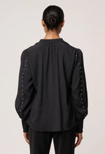 Load image into Gallery viewer, Once Was - Marcela Pearl Embellished Cupro Viscose Stretch Shirt - Black
