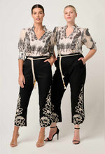 Load image into Gallery viewer, Once Was - Helm Embroidered Linen Viscose Pant - Black

