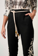 Load image into Gallery viewer, Once Was - Helm Embroidered Linen Viscose Pant - Black
