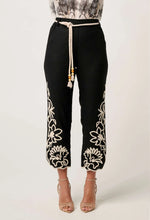 Load image into Gallery viewer, Once Was - Helm Embroidered Linen Viscose Pant - Black
