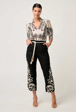 Load image into Gallery viewer, Once Was - Helm Embroidered Linen Viscose Pant - Black
