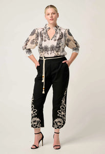 Once Was - Oleander Cotton Silk Shirred Blouse - Imperial Stone