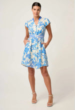 Load image into Gallery viewer, Once Was - Adriana Linen Viscose Embroidered Yoke Dress - Azure Mosaic
