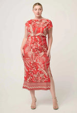 Load image into Gallery viewer, Once Was - Monique Draped Neck Cupronickel Viscose Stretch Column Dress - Crimson Palms
