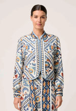 Load image into Gallery viewer, Once Was - Aurora Reversible Linen Viscose Tencel Fringe Jacket - Petinos Floros/Blue Ash
