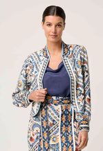 Load image into Gallery viewer, Once Was - Aurora Reversible Linen Viscose Tencel Fringe Jacket - Petinos Floros/Blue Ash
