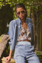 Load image into Gallery viewer, Once Was - Aurora Reversible Linen Viscose Tencel Fringe Jacket - Petinos Floros/Blue Ash

