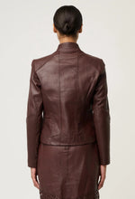 Load image into Gallery viewer, Once Was - Acer Leather Shawl Collar Detail Jacket - Oxblood
