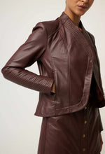 Load image into Gallery viewer, Once Was - Acer Leather Shawl Collar Detail Jacket - Oxblood
