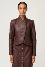 Load image into Gallery viewer, Once Was - Acer Leather Shawl Collar Detail Jacket - Oxblood
