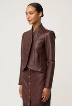 Load image into Gallery viewer, Once Was - Acer Leather Shawl Collar Detail Jacket - Oxblood
