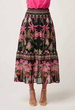Load image into Gallery viewer, Once Was - Cordelia Placement Print Shirred Waist Silk Cotton Skirt - Anthos Lotos
