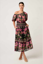 Load image into Gallery viewer, Once Was - Cordelia Placement Print Shirred Waist Silk Cotton Skirt - Anthos Lotos
