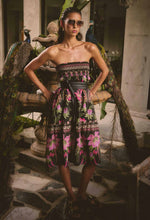 Load image into Gallery viewer, Once Was - Cordelia Placement Print Shirred Waist Silk Cotton Skirt - Anthos Lotos
