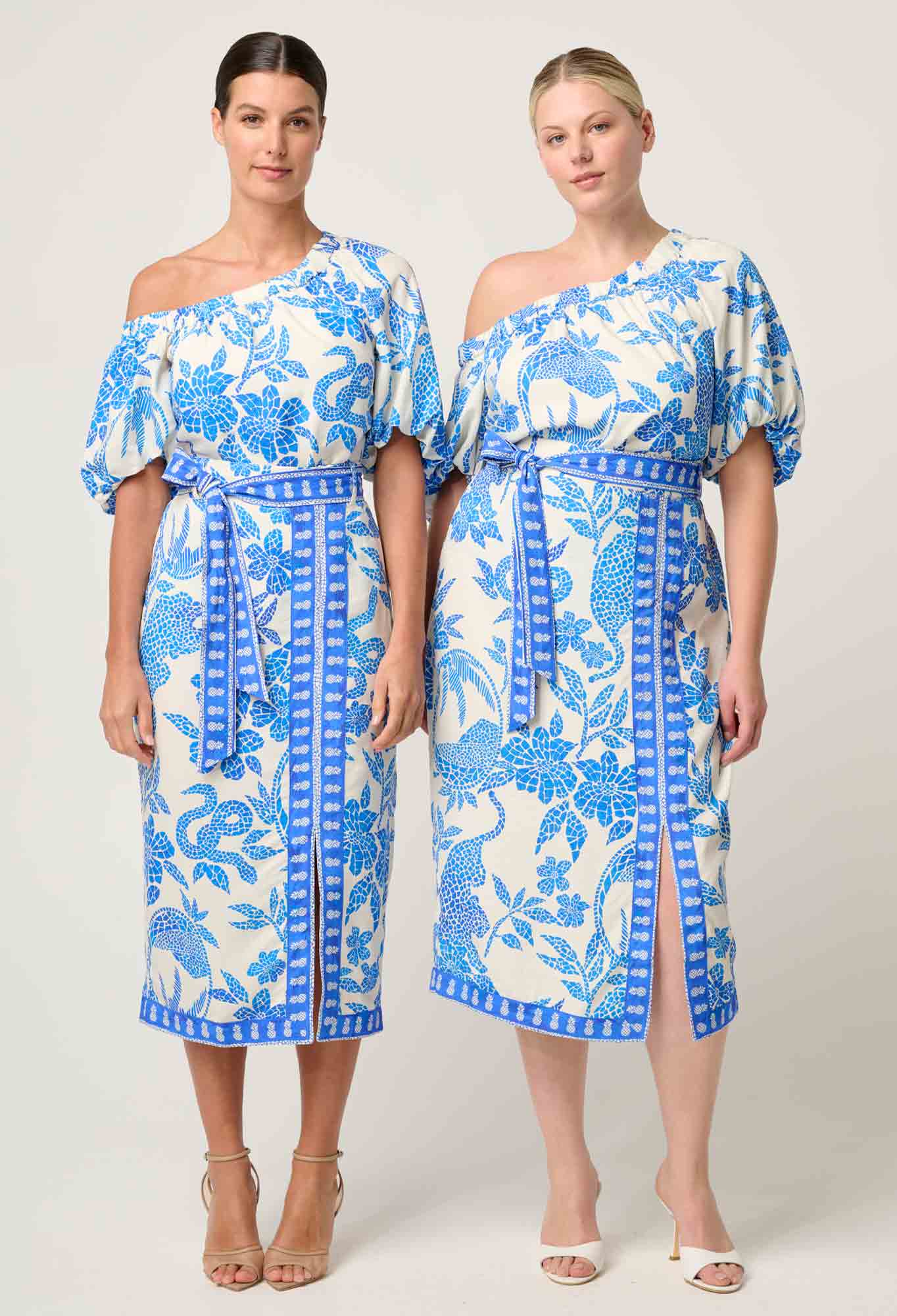Once Was - Zenobia Viscose Dobby Midi Skirt - Azure Mosaic