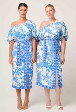 Load image into Gallery viewer, Once Was - Zenobia Viscose Dobby Midi Skirt - Azure Mosaic
