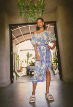 Load image into Gallery viewer, Once Was - Zenobia Viscose Dobby Midi Skirt - Azure Mosaic
