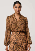 Load image into Gallery viewer, Once Was - Camille Sheer Viscose Draped Collar Blouse - Exotica
