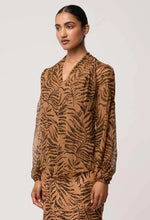 Load image into Gallery viewer, Once Was - Camille Sheer Viscose Draped Collar Blouse - Exotica
