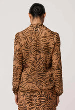 Load image into Gallery viewer, Once Was - Camille Sheer Viscose Draped Collar Blouse - Exotica
