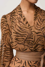 Load image into Gallery viewer, Once Was - Camille Sheer Viscose Draped Collar Blouse - Exotica
