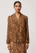 Load image into Gallery viewer, Once Was - Camille Sheer Viscose Draped Collar Blouse - Exotica
