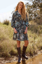 Load image into Gallery viewer, Once Was - Emerson Linen Viscose Lace Panelled Dress - Dahlia Fields
