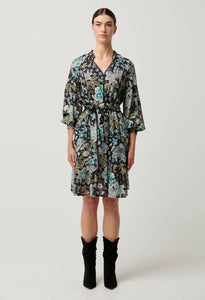 Once Was - Emerson Linen Viscose Lace Panelled Dress - Dahlia Fields