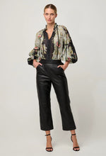 Load image into Gallery viewer, Once Was - Espada Lace Trim Spliced Placement Print Cotton Silk Blouse - Mariposa Nero
