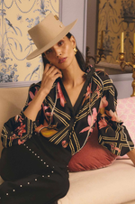 Load image into Gallery viewer, Once Was - Illusion Viscose Blend Printed Blouse - Obsidian Bloom
