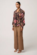 Load image into Gallery viewer, Once Was - Illusion Viscose Blend Printed Blouse - Obsidian Bloom

