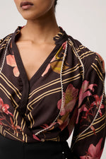 Load image into Gallery viewer, Once Was - Illusion Viscose Blend Printed Blouse - Obsidian Bloom
