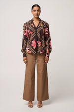 Load image into Gallery viewer, Once Was - Illusion Viscose Blend Printed Blouse - Obsidian Bloom

