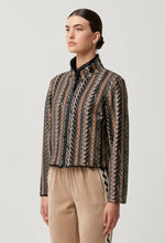 Load image into Gallery viewer, Once Was - Rylie Reversible Placement Print Ponte &amp; Faux Fur Jacket - Black Bromegrass
