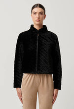 Load image into Gallery viewer, Once Was - Rylie Reversible Placement Print Ponte &amp; Faux Fur Jacket - Black Bromegrass
