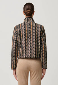 Once Was - Rylie Reversible Placement Print Ponte & Faux Fur Jacket - Black Bromegrass