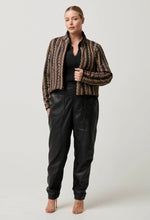 Load image into Gallery viewer, Once Was - Rylie Reversible Placement Print Ponte &amp; Faux Fur Jacket - Black Bromegrass
