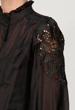 Load image into Gallery viewer, Once Was - Sevilla Cotton Silk Custom Lace Detail Shirt - Onyx
