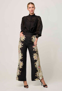 Once Was - Sevilla Cotton Silk Custom Lace Detail Shirt - Onyx